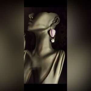 Lavender Hot Air Balloon Drop Earrings with Gold-tone Accents